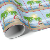 Kerstman Sandman met palmbomen Cadeaupapier (Rol Hoek)