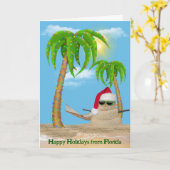 Kerstman Sandman met palmbomen Kaart (Gele Bloem)