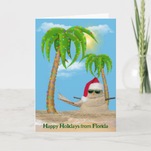 Kerstman Sandman met palmbomen Kaart