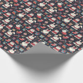 Kerstman Santa Bunnies Roemeense Vlag kleuren Cadeaupapier (Hoek)