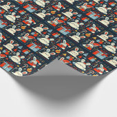 Kerstman Santa Bunnies Roemeense Vlag kleuren Cadeaupapier (Hoek)
