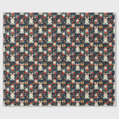 Kerstman Santa Bunnies Roemeense Vlag kleuren Cadeaupapier (Vlak)