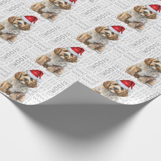Kerstman Santa Cockapoo Holiday Dog Cadeaupapier (Hoek)