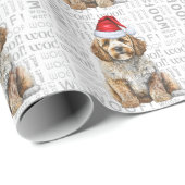 Kerstman Santa Cockapoo Holiday Dog Cadeaupapier (Rol Hoek)