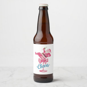 Kerstman Santa Cocktails Glas Proost Vintage Kerst Bier Etiket