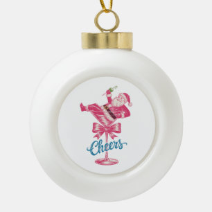 Kerstman Santa Cocktails Glas Proost Vintage Kerst Keramische Bal Ornament