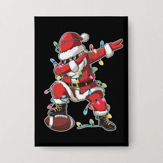Kerstman Santa Dabbing Voetballer Kerstmis Voetbal Button (Voorkant)