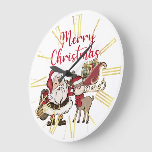 Kerstman Santa en Rudolph de Reindeer Grote Klok (Hoek)