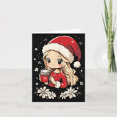 Kerstman Santa Girl Koffiebloem Kinder Santa Wome Kaart (Voorkant)