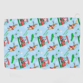 Kerstman Santa Golft Met Rendier Patroon Golfhanddoek (Horizontaal)
