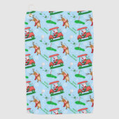Kerstman Santa Golft Met Rendier Patroon Golfhanddoek (Voorkant)