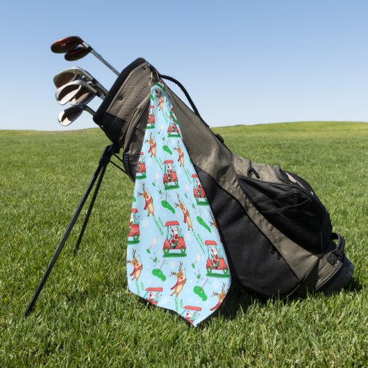 Kerstman Santa Golft Met Rendier Patroon Golfhanddoek (Groen)