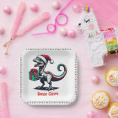 Kerstman Santa hoed raptor Papieren Bordje (Feest)