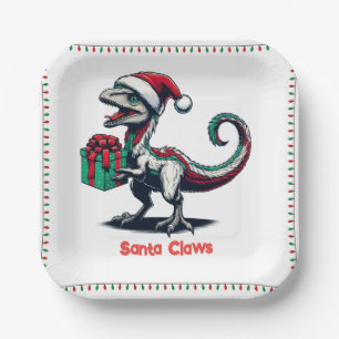 Kerstman Santa hoed raptor Papieren Bordje