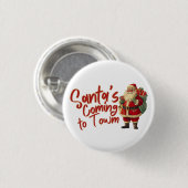 Kerstman: Santa komt naar de stad Ronde Button 3,2 Cm (Voorkant /achterkant)