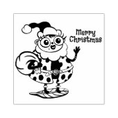 Kerstman Santa Lady Bug Wood Art Stamp Rubberstempel (Afrduk)