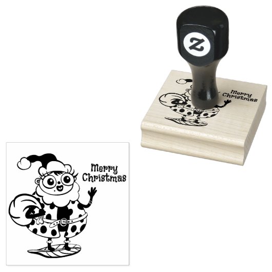 Kerstman Santa Lady Bug Wood Art Stamp Rubberstempel (Gestempeld)
