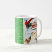 Kerstman  Santa Naughty Nice Green Glitter Koffiemok (Voorkant rechts)