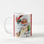 Kerstman  Santa Naughty Nice Red Glitter Koffiemok (Links)