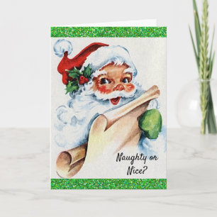 Kerstman  Santa Naughty of Nice Glitter Kaart