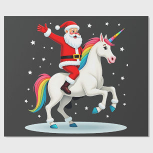 Kerstman Santa Ridder Eenhoorn Kerstmeisjes Dames  Cadeaupapier