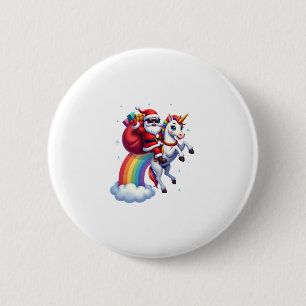 Kerstman Santa Ridder Eenhoorn Kerstmeisjes Dames  Ronde Button 5,7 Cm