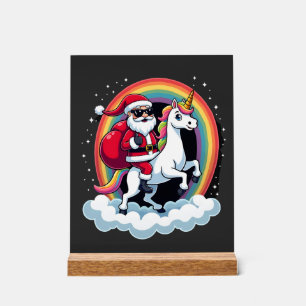 Kerstman Santa Ridder Eenhoorn Xmas Meisjes Vrouwe Acryl Bord
