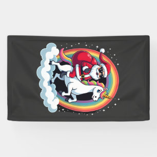 Kerstman Santa Ridder Eenhoorn Xmas Meisjes Vrouwe Spandoek