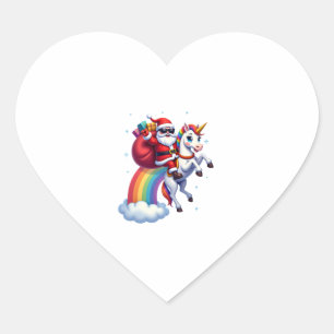 Kerstman Santa Ridding Eenhoorn Xmas Meisjes Vrouw Hart Sticker