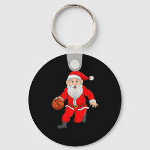 Kerstman Santa speelt basketbal Xmas grappige Srts Sleutelhanger