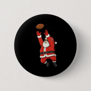 Kerstman Santa speelt voetbal voor jongens tieners Ronde Button 5,7 Cm