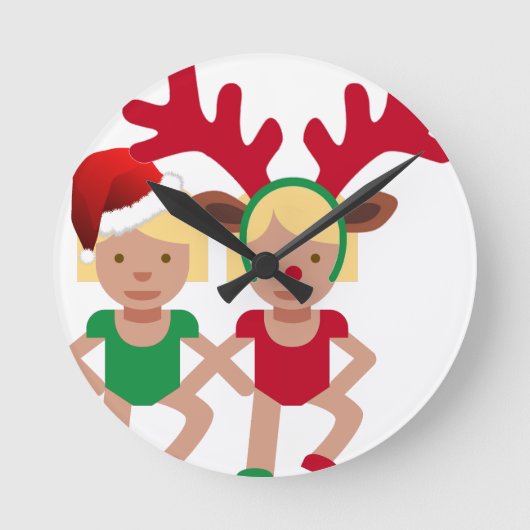 kerstman santa twint emoji ronde klok (Voorkant)
