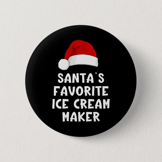 Kerstman Santa's Favoriete Ijsmachine Makers Grapp Ronde Button 5,7 Cm (Voorkant)