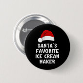 Kerstman Santa's Favoriete Ijsmachine Makers Grapp Ronde Button 5,7 Cm (Voorkant /achterkant)