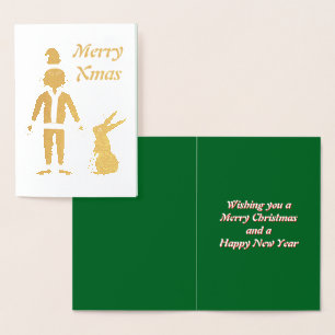 Kerstman Sasquatch en Jackalope Kerst Custom Folie Kaarten