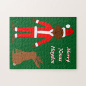 Kerstman Sasquatch en Jackalope Kerst Custom Legpuzzel (Horizontaal)