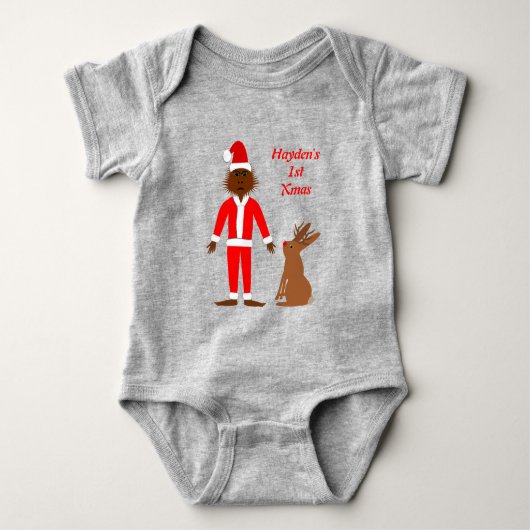Kerstman Sasquatch en Jackalope Kerst Custom Romper (Voorkant)