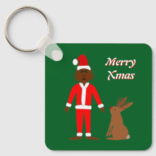 Kerstman Sasquatch en Jackalope Kerst Custom Sleutelhanger