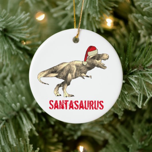 Kerstman saurus Kerst Dinosaurus Enge T Rex Elf Keramisch Ornament (Boom)