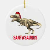 Kerstman saurus Kerst Dinosaurus Enge T Rex Elf Keramisch Ornament (Achterkant)
