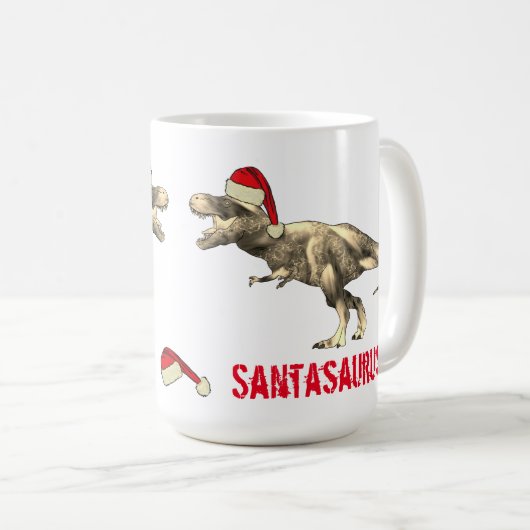 Kerstman saurus Kerst Dinosaurus Enge T Rex Elf Koffiemok (Voorkant rechts)