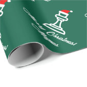 Kerstman schaakpion gepersonaliseerd Kerstmis Cadeaupapier (Rol Hoek)