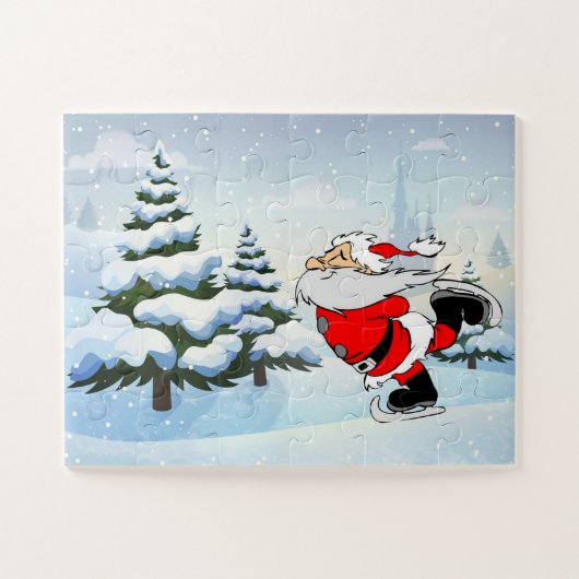 Kerstman Schaatsen Bij De Noordpool Legpuzzel (Horizontaal)
