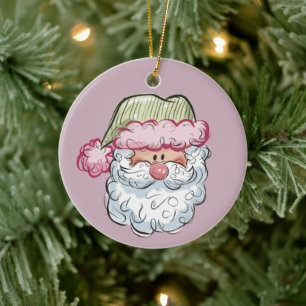 Kerstman Schattig Kerstman Kerstvakantie Roze Keramisch Ornament