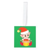 Kerstman & Schattige Kerstelfjes Decoratie (Voorkant)