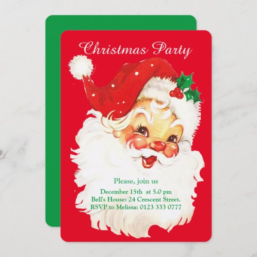 Kerstman & Schattigee Elf Party Uitnodiging (Voorkant / Achterkant)