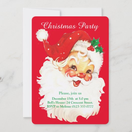 Kerstman & Schattigee Elf Party Uitnodiging (Voorkant)