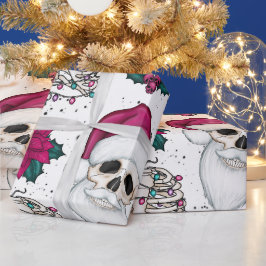 Kerstman schedel kerstinpakpapier cadeaupapier