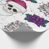 Kerstman schedel kerstinpakpapier cadeaupapier (Hoek)
