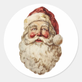 Kerstman schilderij ronde sticker